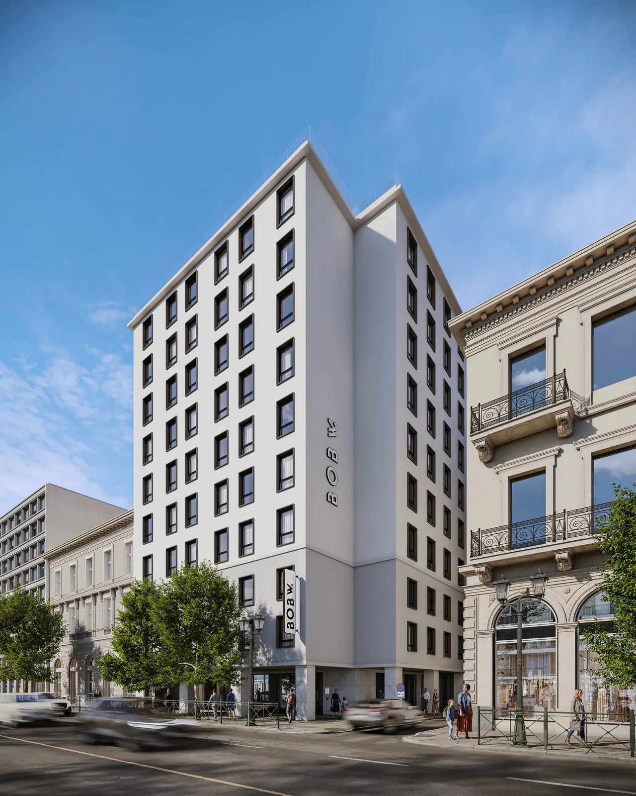 Apartmenthotel in Athen — Fassade, 3D-Visualisierung