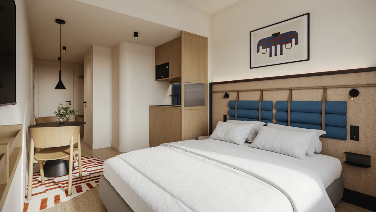 Apartmenthotel in Athen — Ansicht, 3D-Visualisierung
