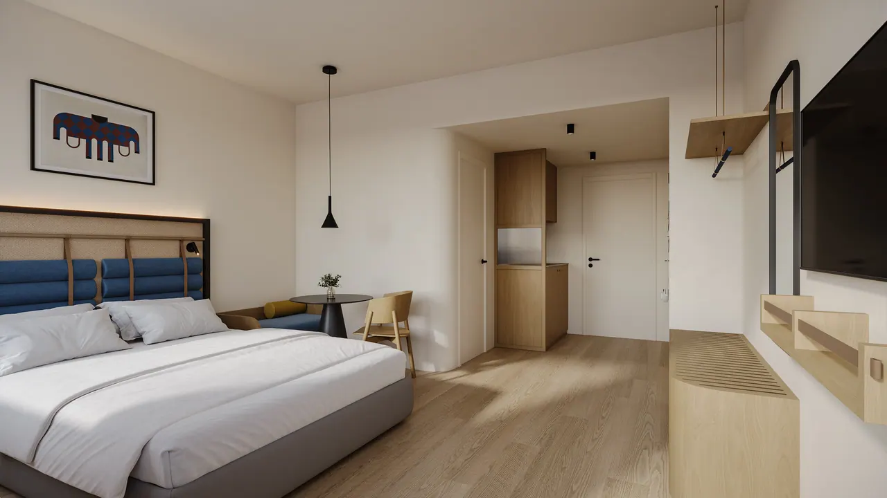Apartmenthotel in Athen — Ansicht, 3D-Visualisierung