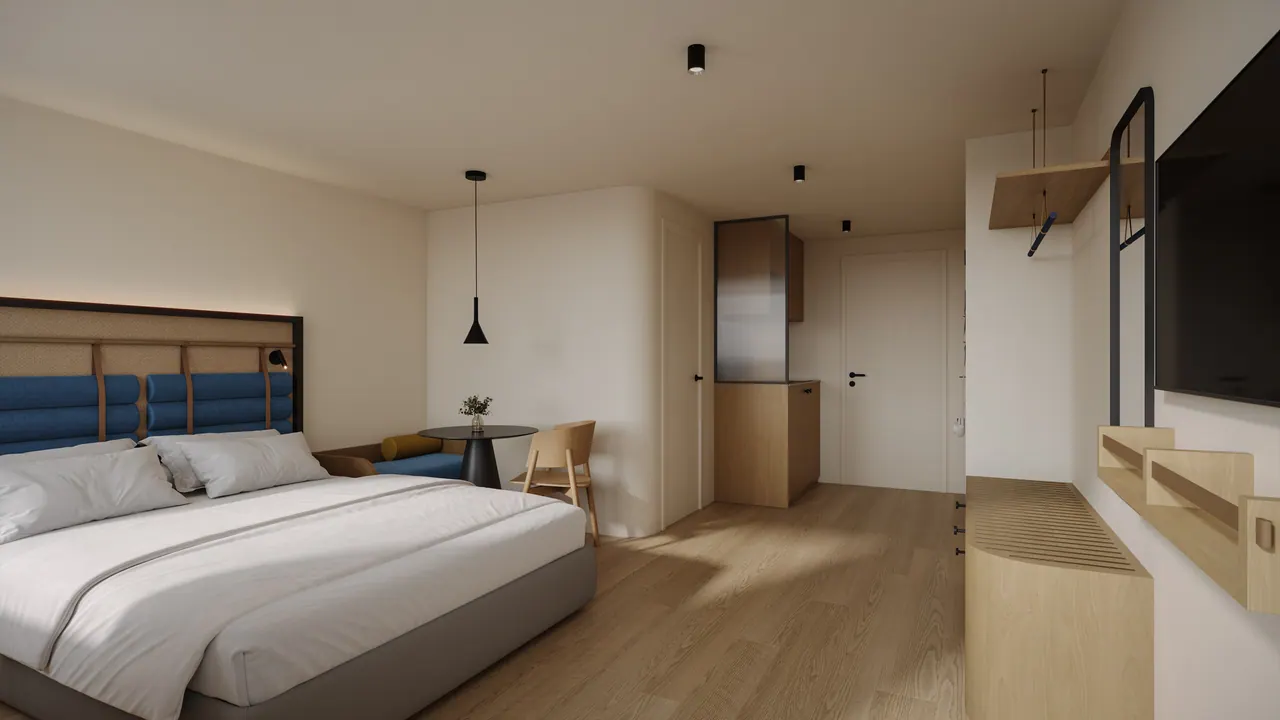 Apartmenthotel in Athen — Ansicht, 3D-Visualisierung