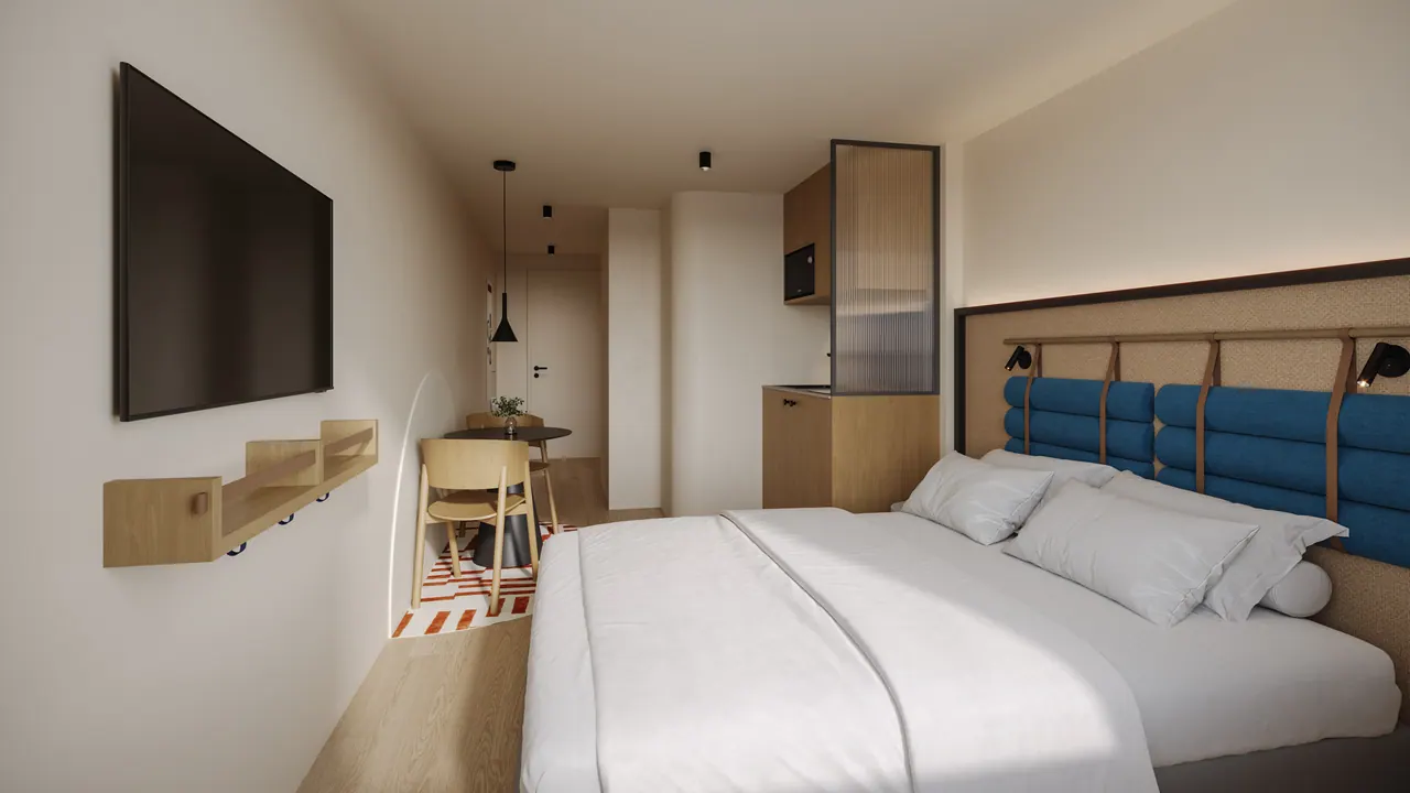 Apartmenthotel in Athen — Ansicht, 3D-Visualisierung