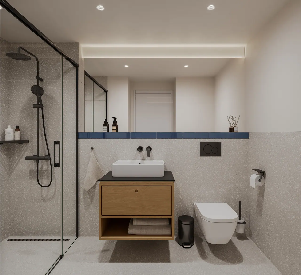Apartmenthotel in Athen — Bad, 3D-Visualisierung