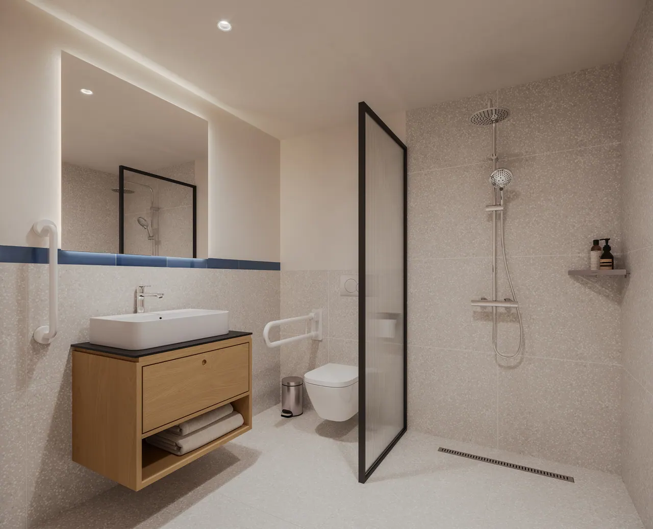 Apartmenthotel in Athen — Bad, 3D-Visualisierung