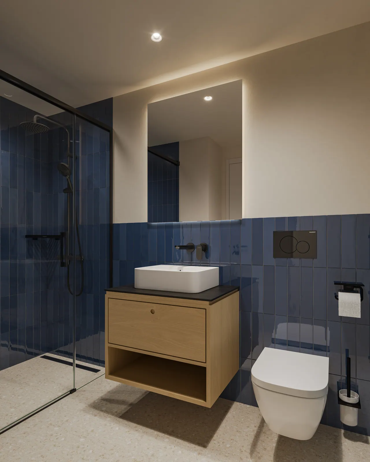 Apartmenthotel in Athen — Bad, 3D-Visualisierung