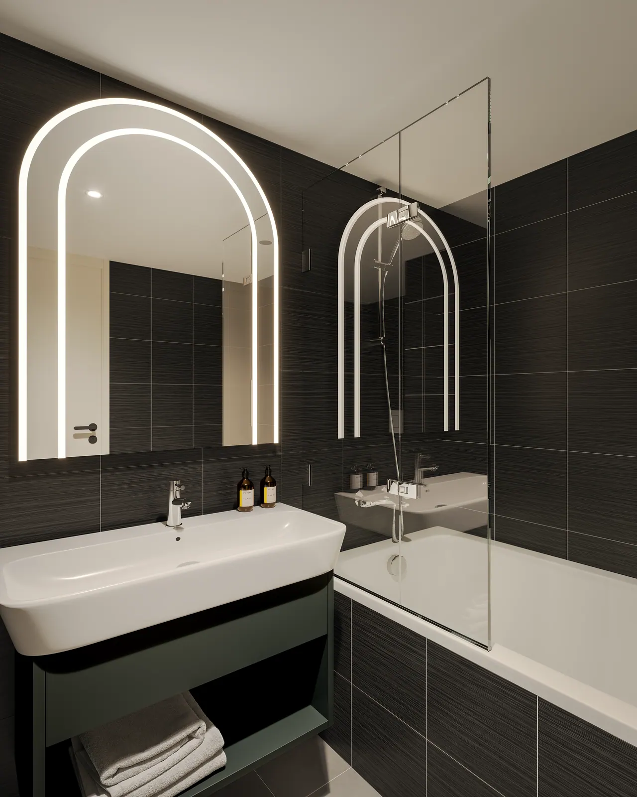 Apartmenthotel in München — Bad, 3D-Visualisierung