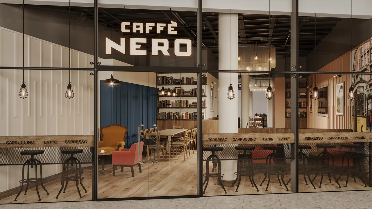 Café in Manchester — Ansicht, 3D-Visualisierung