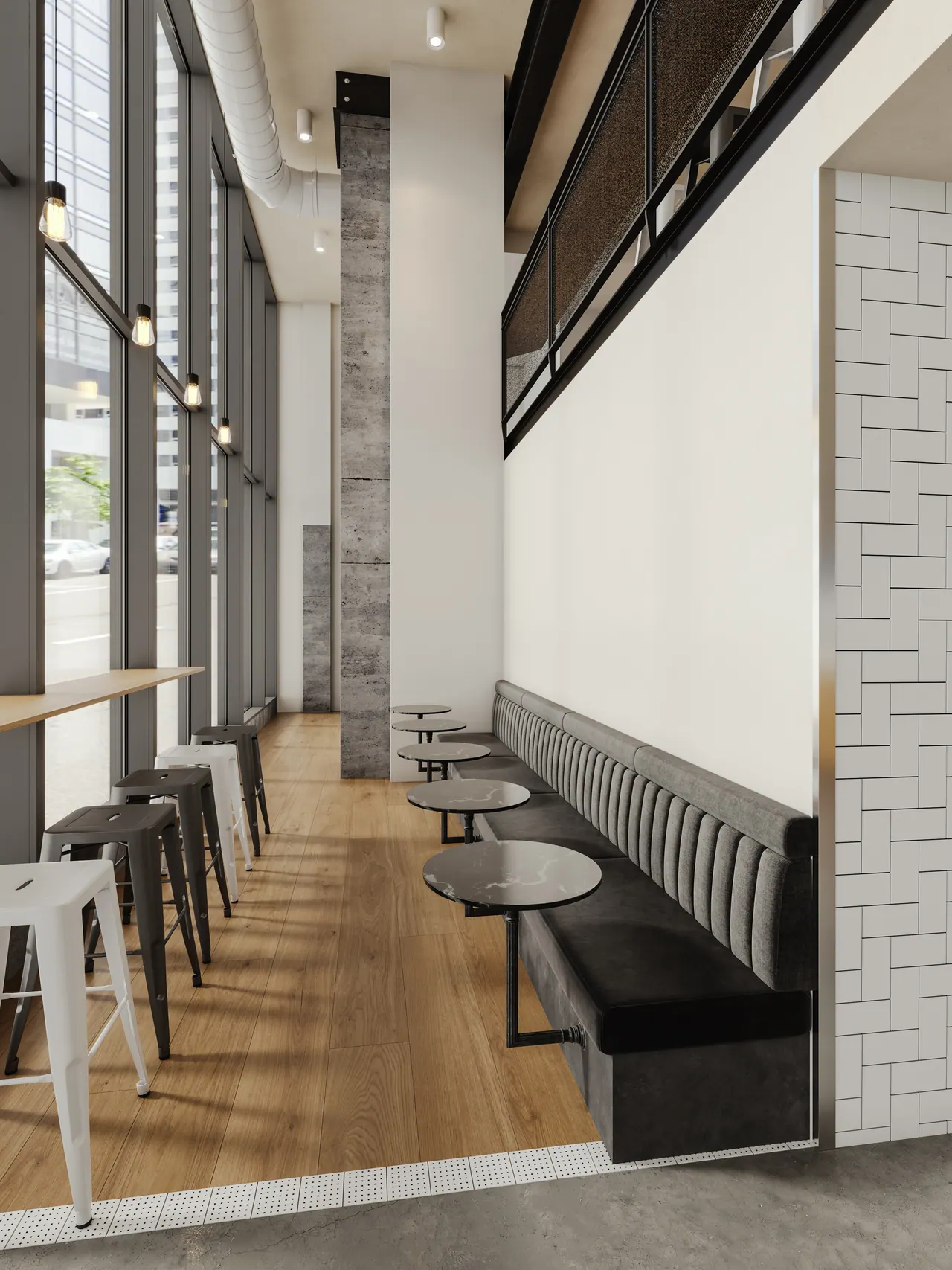 Café in den USA — Ansicht, 3D-Visualisierung