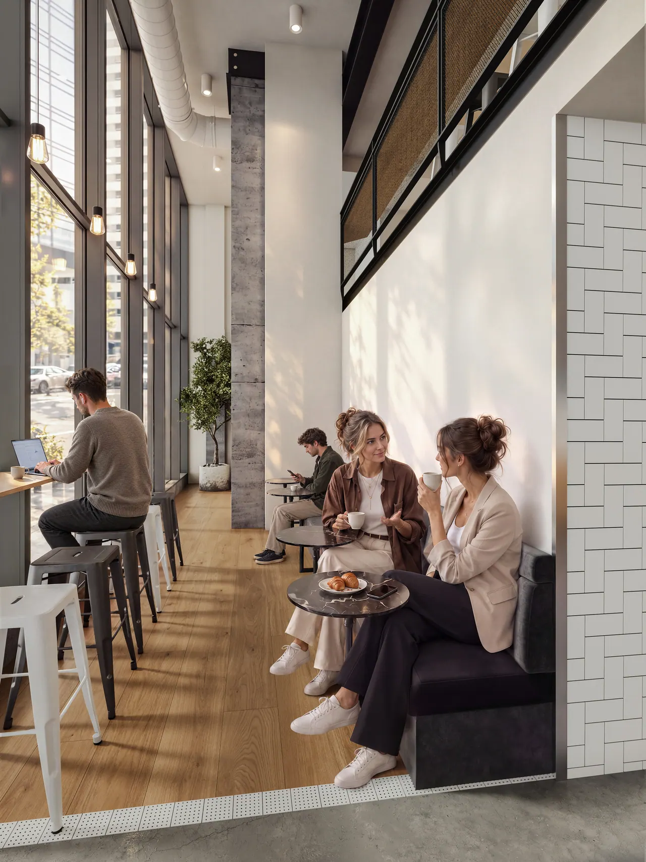 Café in den USA — Ansicht, 3D-Visualisierung
