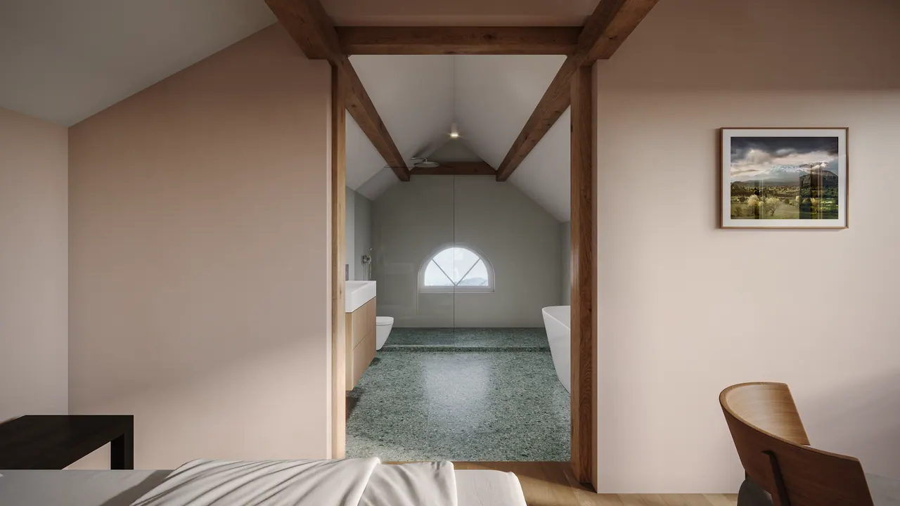 Dachwohnung mit Seeblick — Ansicht, 3D-Visualisierung