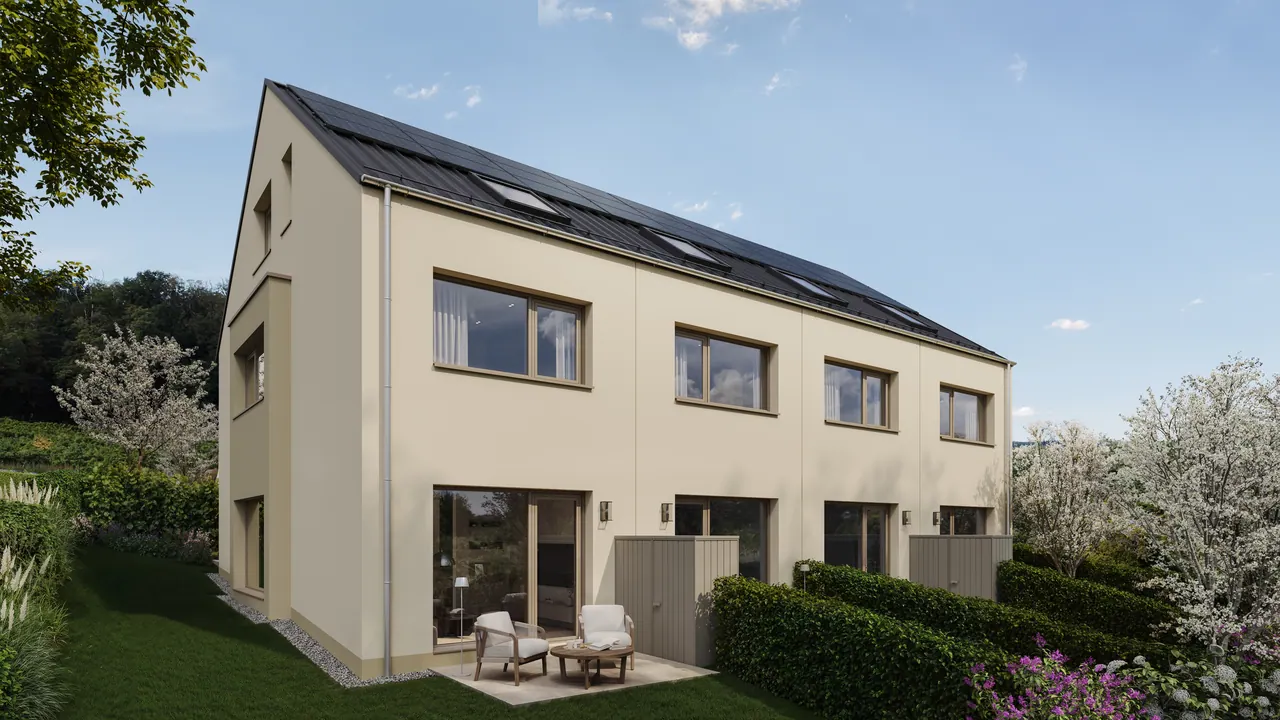 Reihenhäuser — Aussenansicht, 3D-Visualisierung