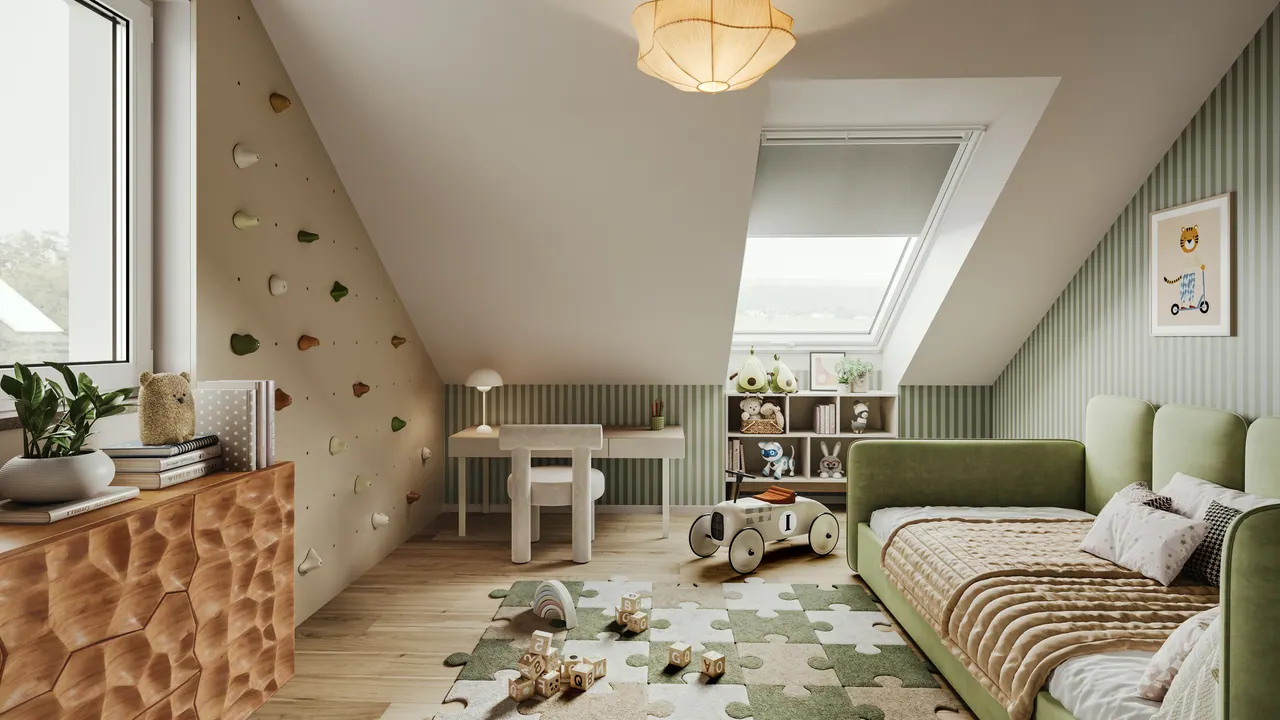 Reihenhäuser — Kinderzimmer, 3D-Visualisierung