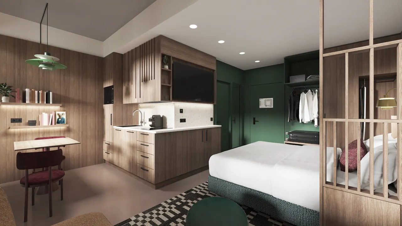 Serviced Apartment — Ansicht, 3D-Visualisierung